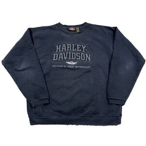 Vintage Harley Davidson Sweatshirt Men XL Black Crewneck Faded 100 Years Y2K